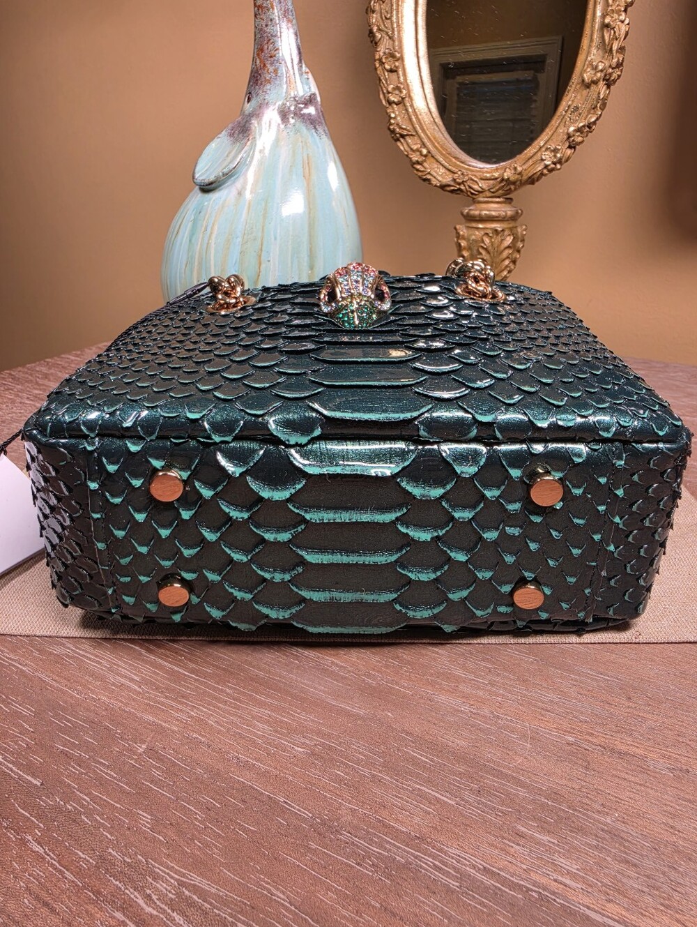 Kurt Geiger Green Snake-Embossed Crossbody Bag w/ Wallet NWT! (Retail $535) - Picture 10 of 16